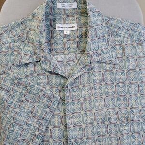 Pierre Cardin Mens Large Short Sleeve Casual Button up Kaleidoscope print shirt